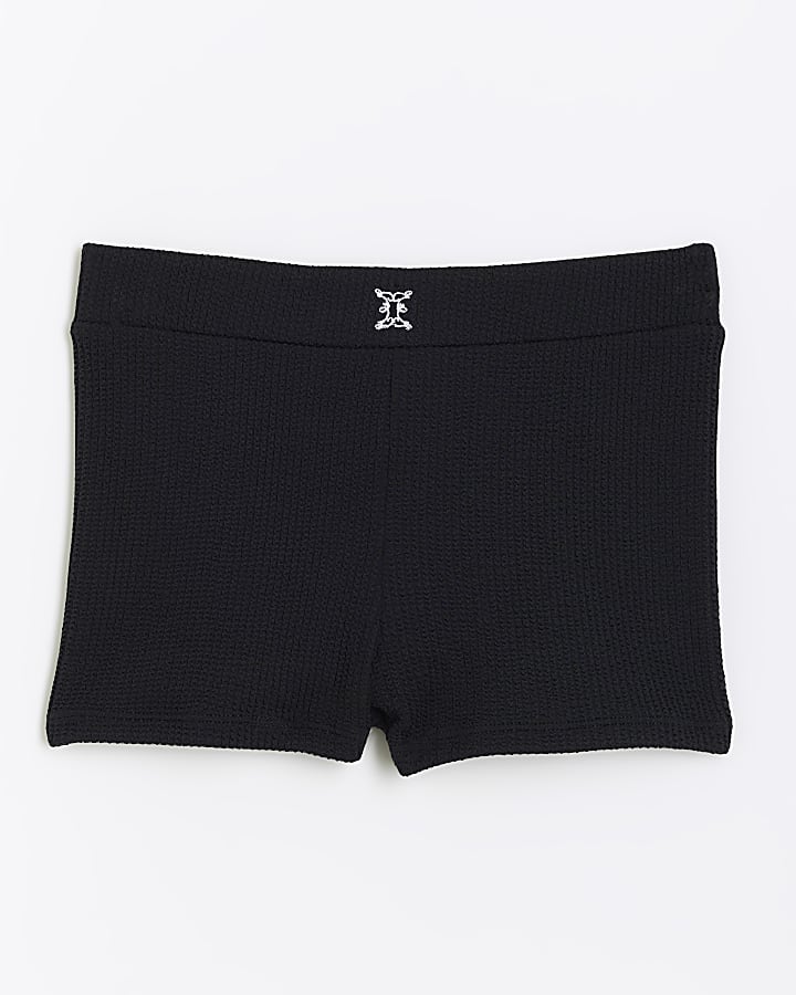 Black Textured Swim Shorts