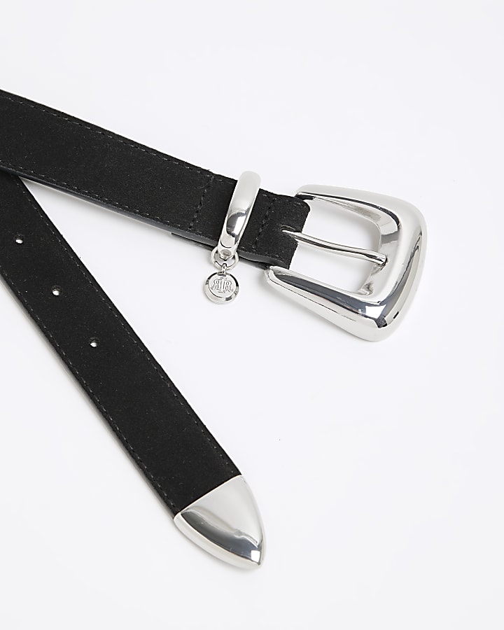 Black Bubble Buckle Suede Belt