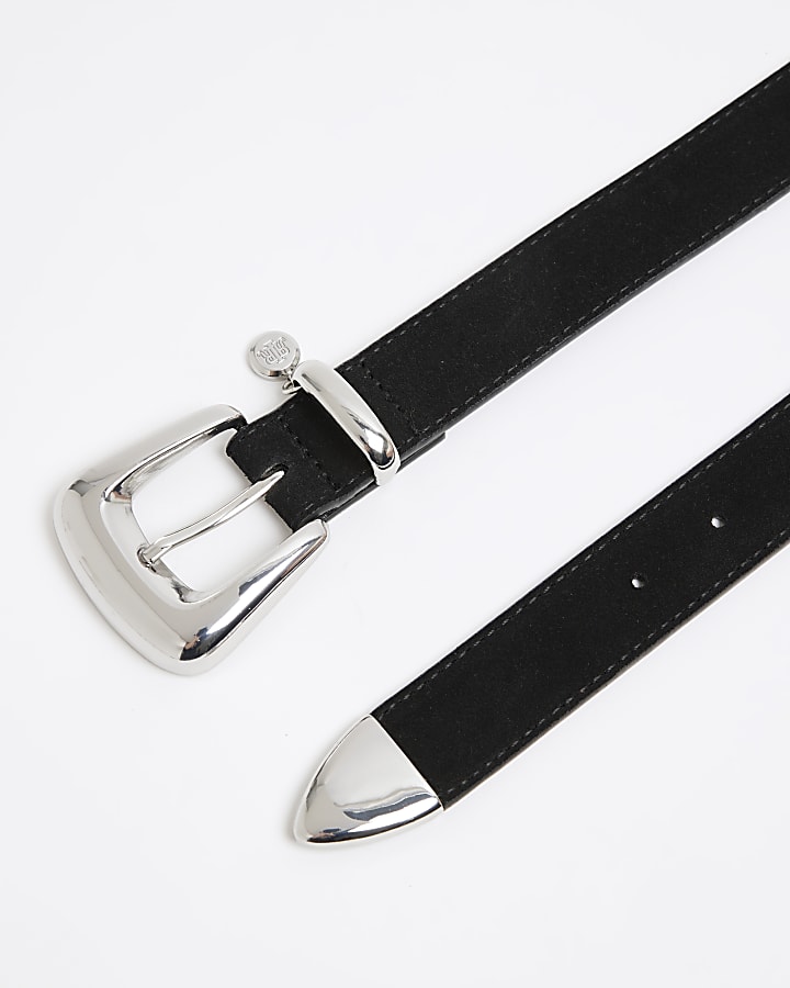 Black Bubble Buckle Suede Belt