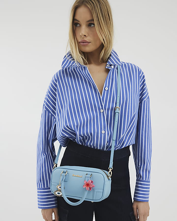 Blue Rectangle Bowler Bag