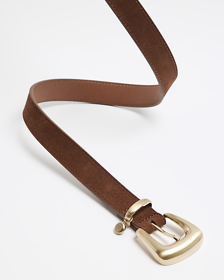 Brown Suede Buckle Belt