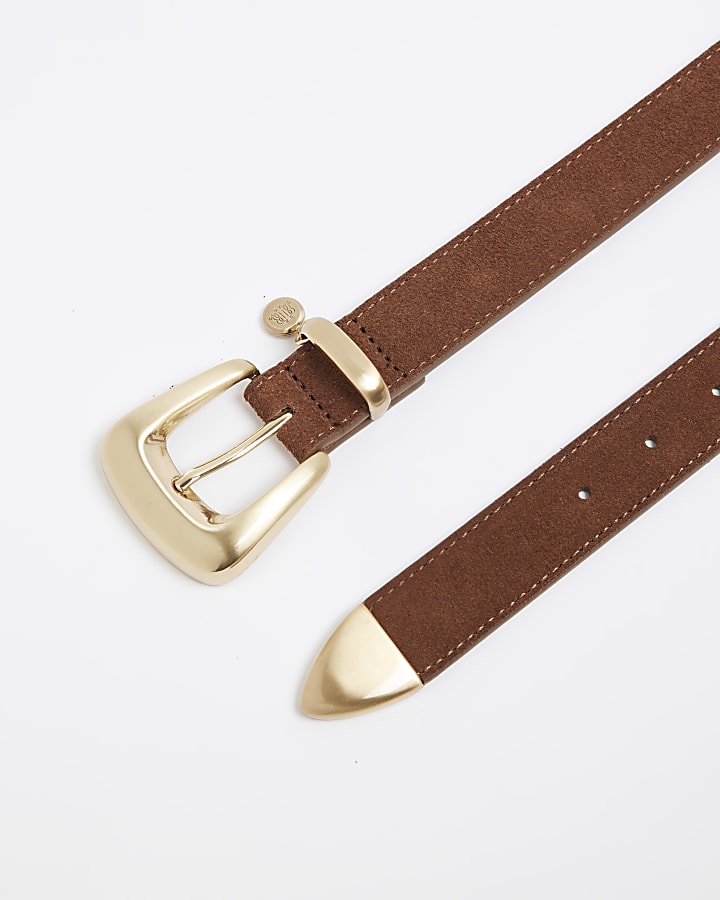 Brown Suede Buckle Belt