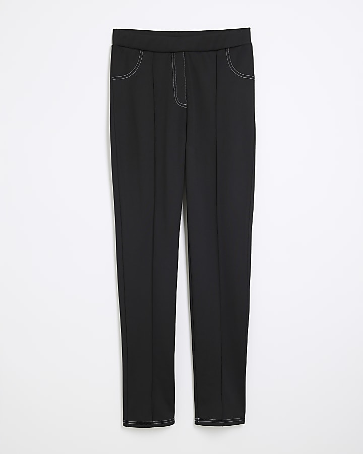 Black Top Stitch Skinny Trousers