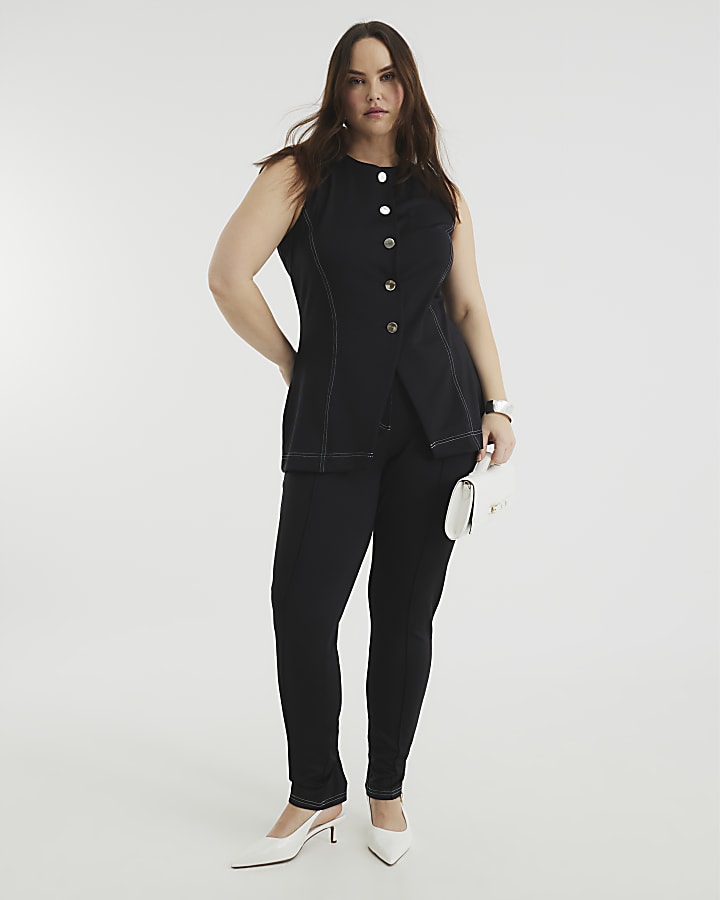 Black Top Stitch Waistcoat