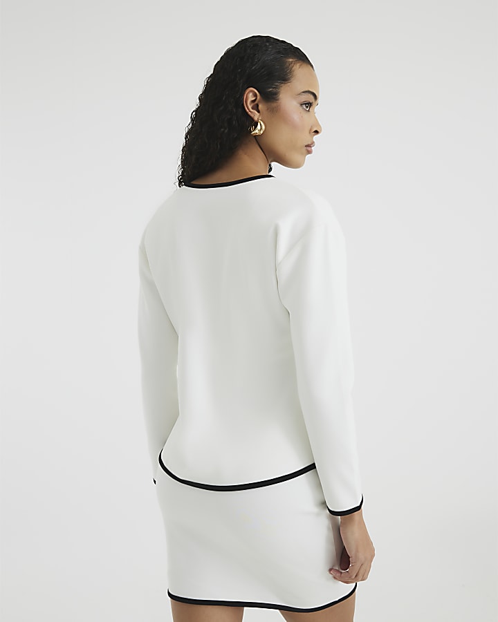 White Long Sleeve Asymmetric Cut Jacket