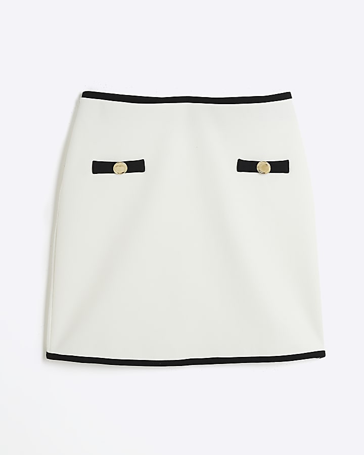 White Mini Tipped Skirt