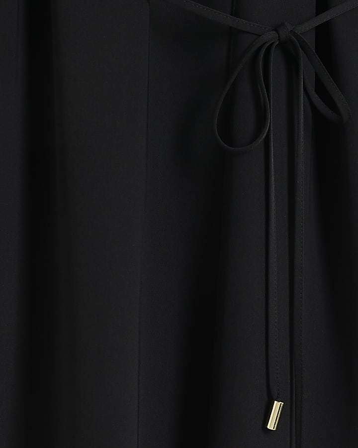 Black Short Sleeve Button Shift Dress