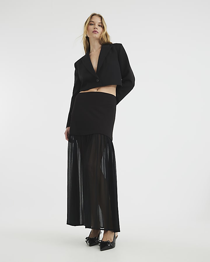 Black Sheer 2 in 1 Maxi Skirt