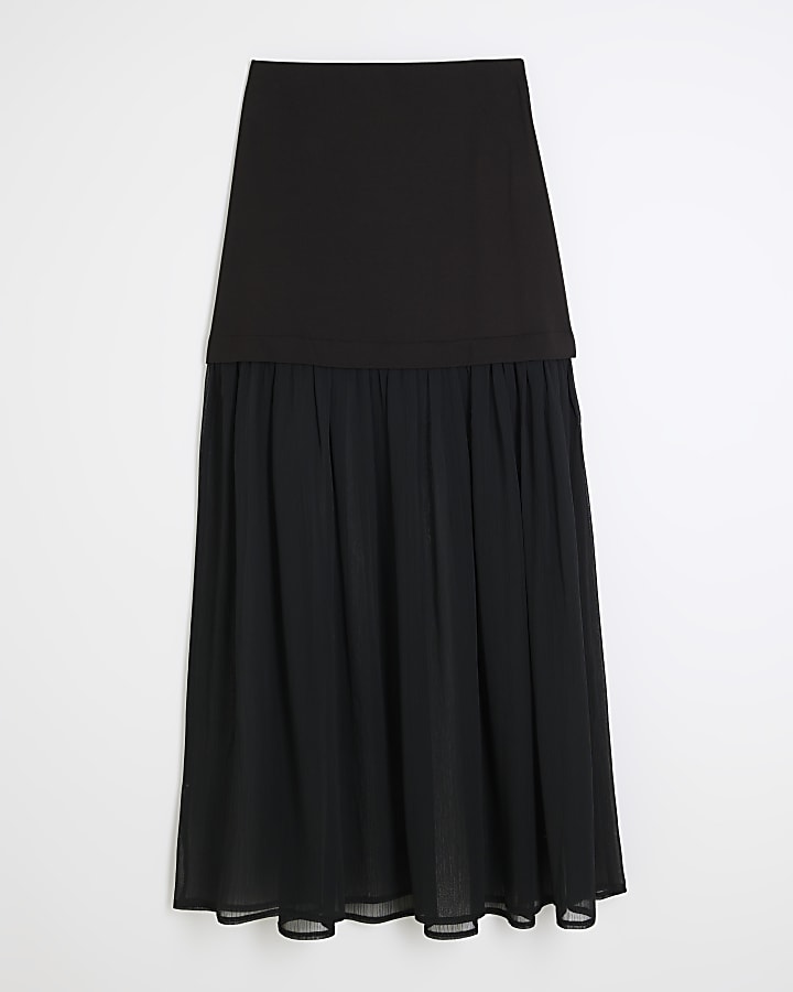 Black Sheer 2 in 1 Maxi Skirt