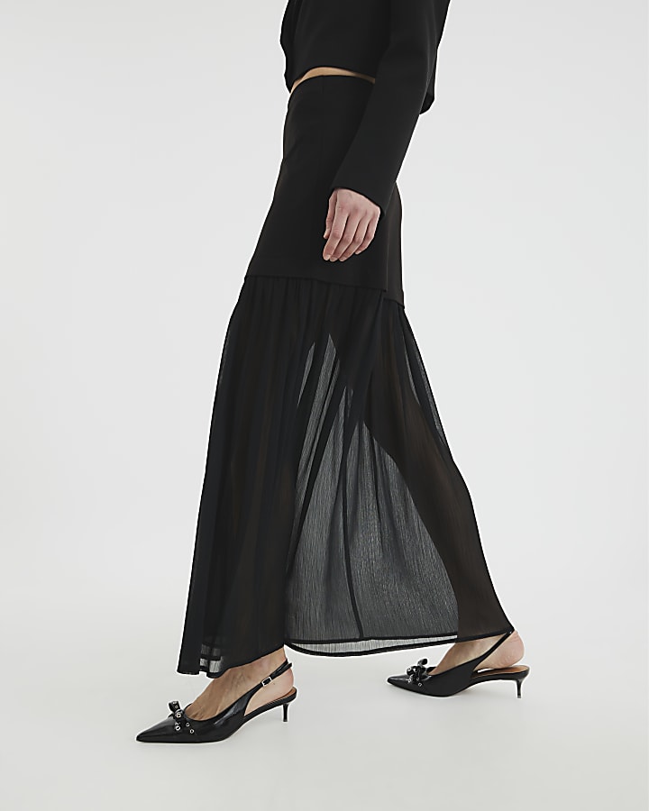 Black Sheer 2 in 1 Maxi Skirt