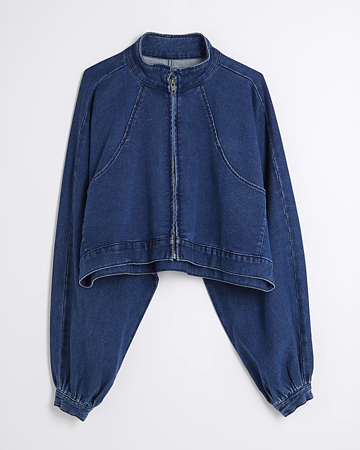 Blue Zip Batwing Jacket