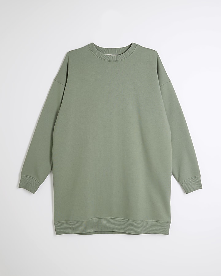 Green Long Sleeve Mini Sweatshirt Dress