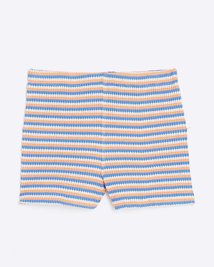 Pink Textured Stripe Shorts