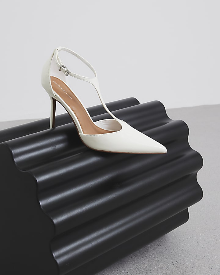 White Patent Court Heels