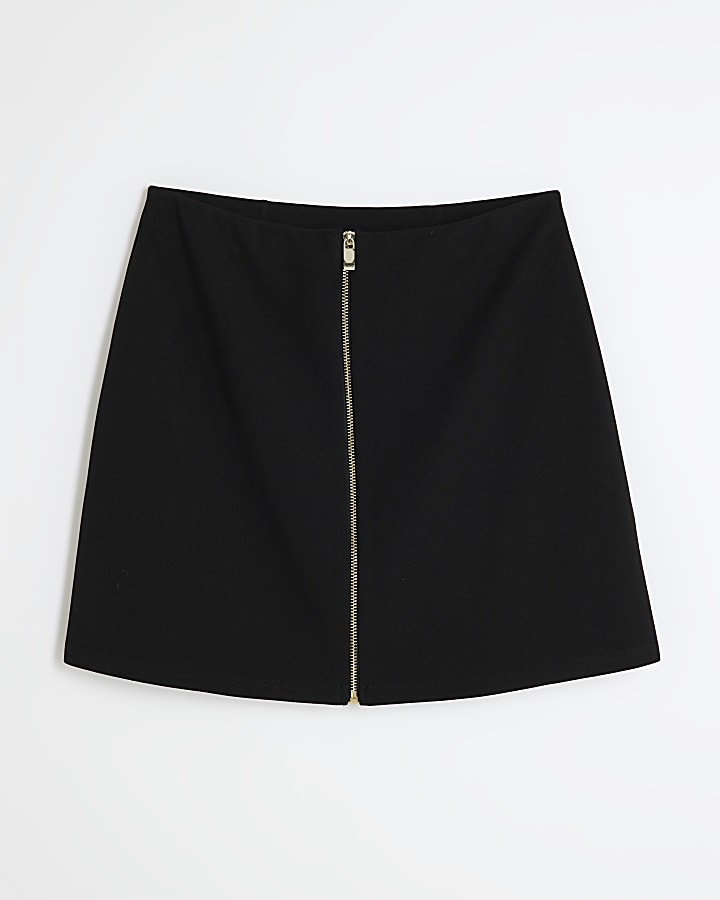 Black Zip Up Mini Skirt