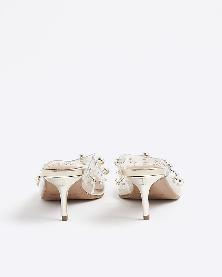 Clear Perspex Studded Mule Court Heels