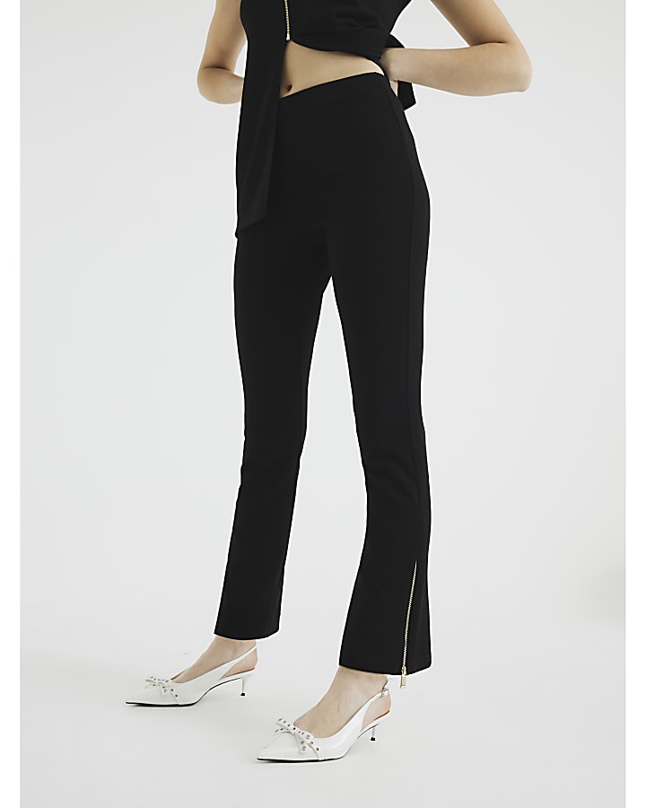 Black Zipped Skinny Leg Trousers