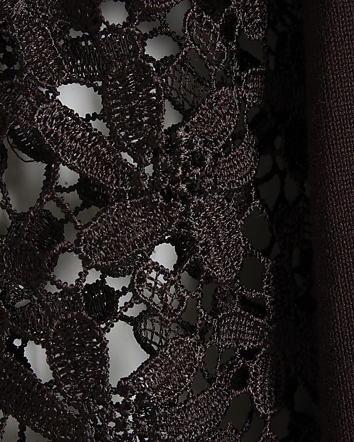 Brown Hybrid Lace Sleeve Jumper