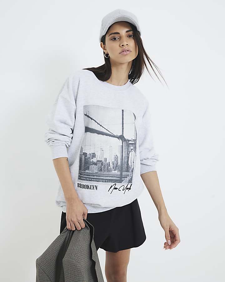 Grey Long Sleeve New York Sweatshirt