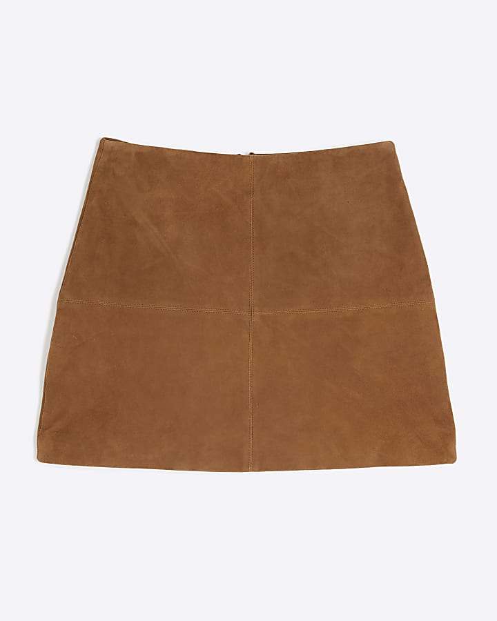 Brown Suede Mini Skirt