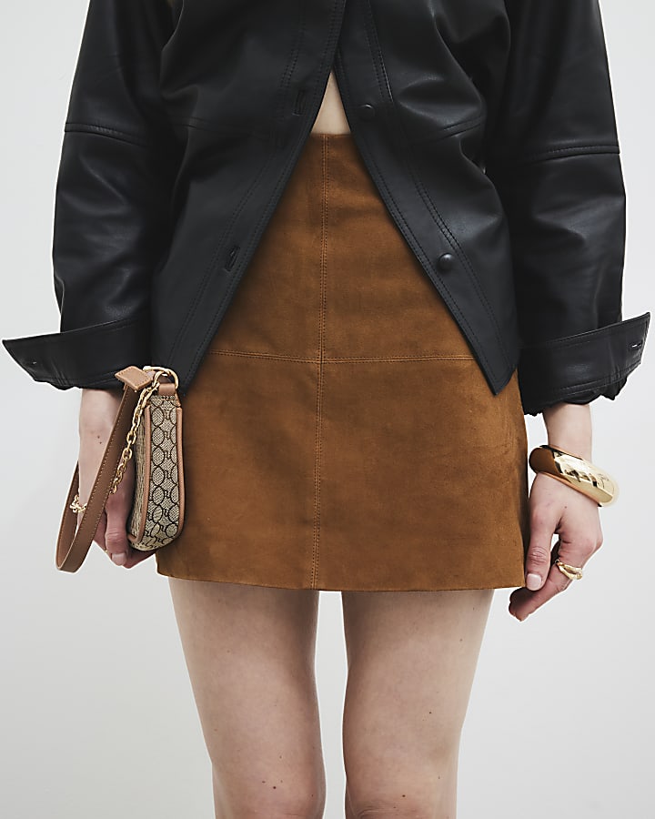 Brown Suede Mini Skirt