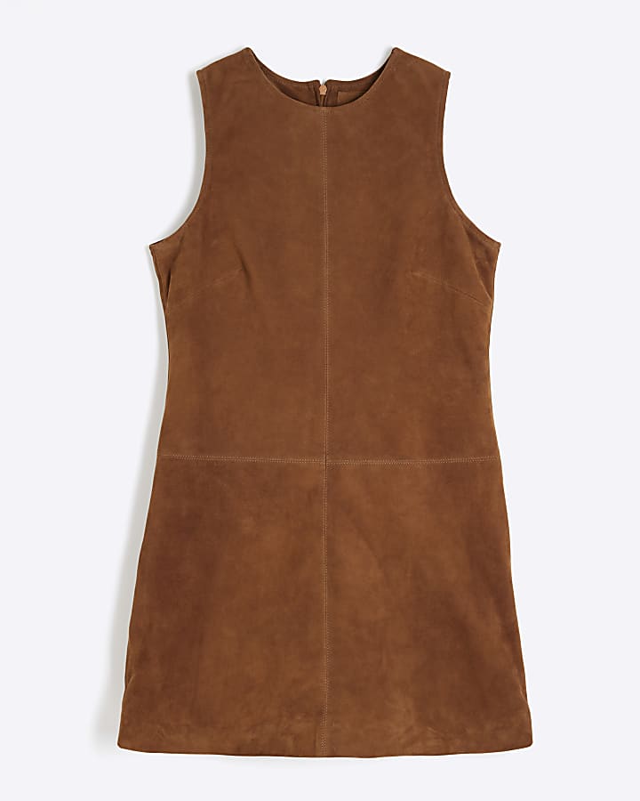 Brown Suede 60s Mini Dress