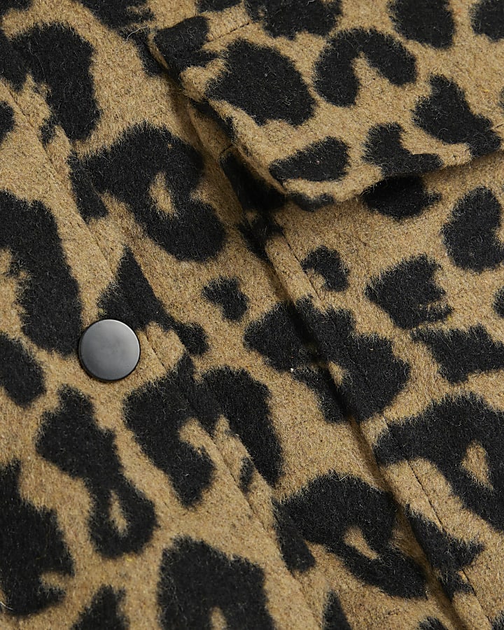 Brown Leopard Print Bomber Jacket