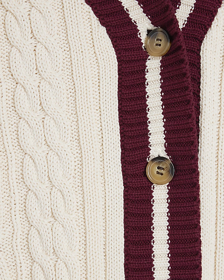 Cream Tipped Cricket Cable Knit Cardigan