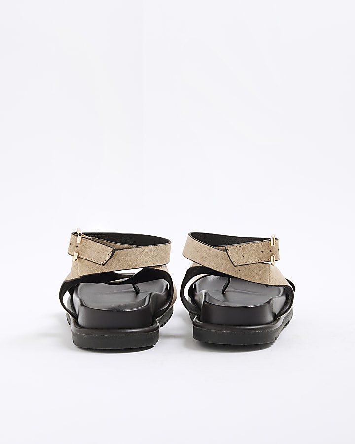 Beige Cross Over Footbed Sandals