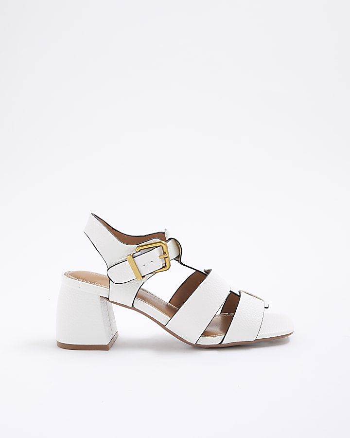 White Fisherman Block Heeled Sandals