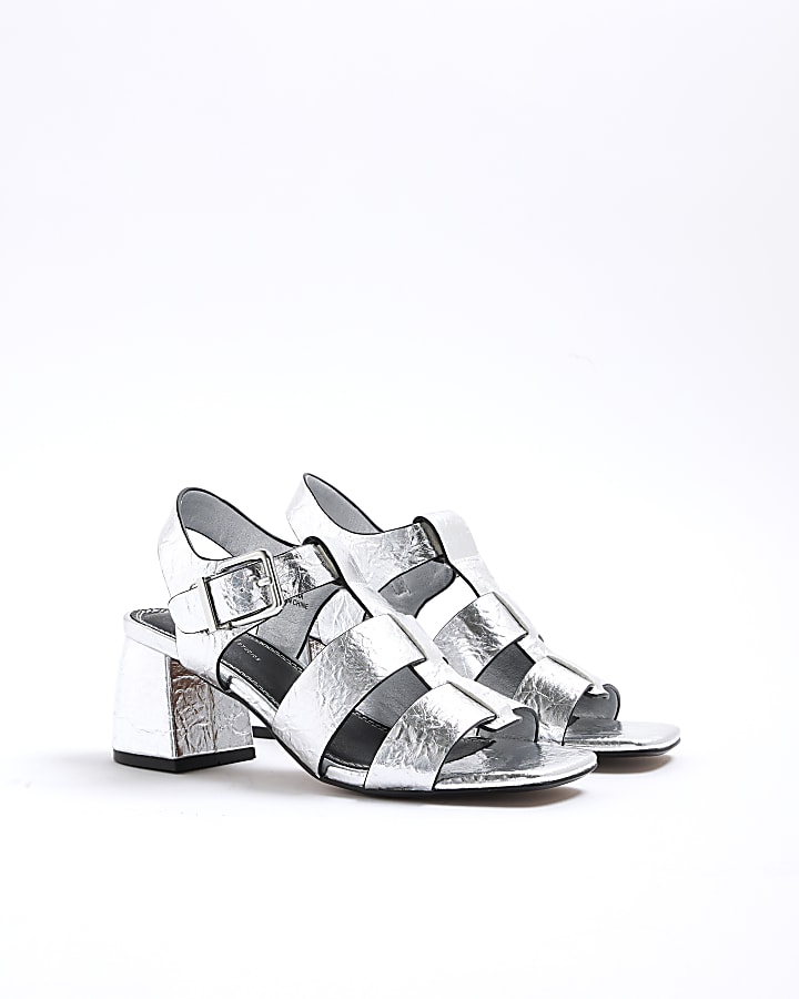 Silver Fisherman Block Heeled Sandals