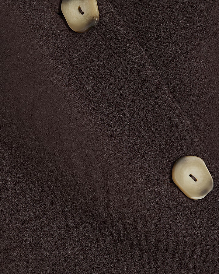 Brown Sleeveless Asymmetric Waistcoat