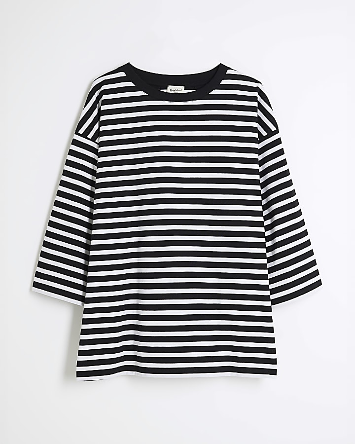 Black Short Sleeve Striped T-shirt