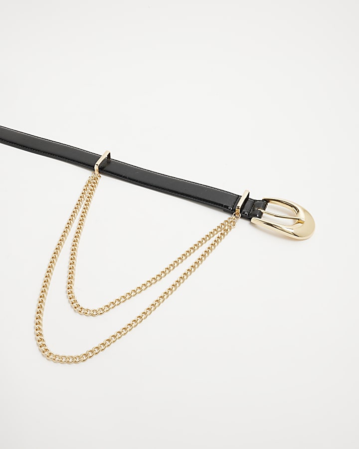 Black Draped Chain Belt