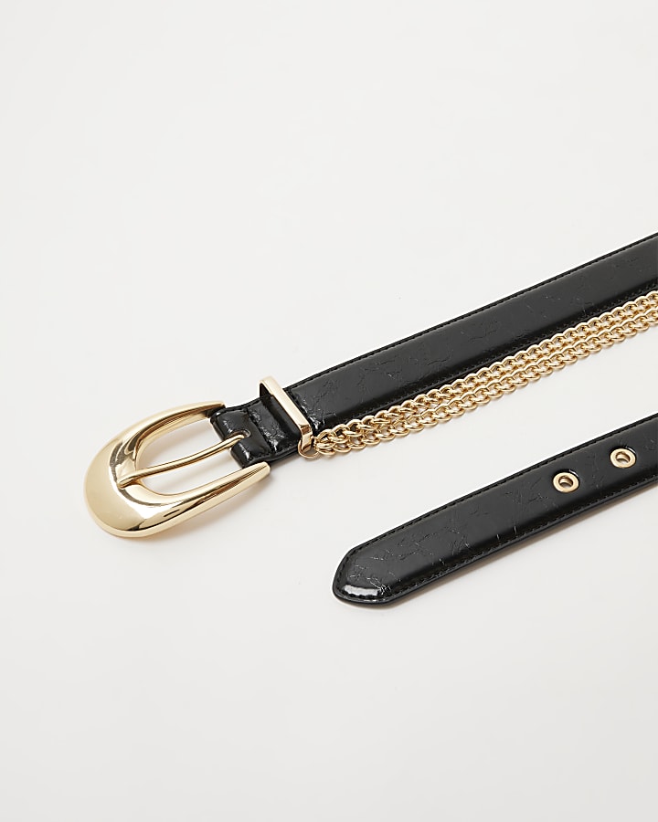 Black Draped Chain Belt