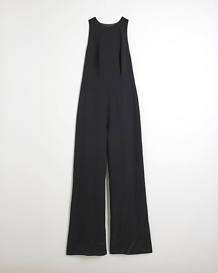 Black Sleeveless Bow Back Jumpsuit