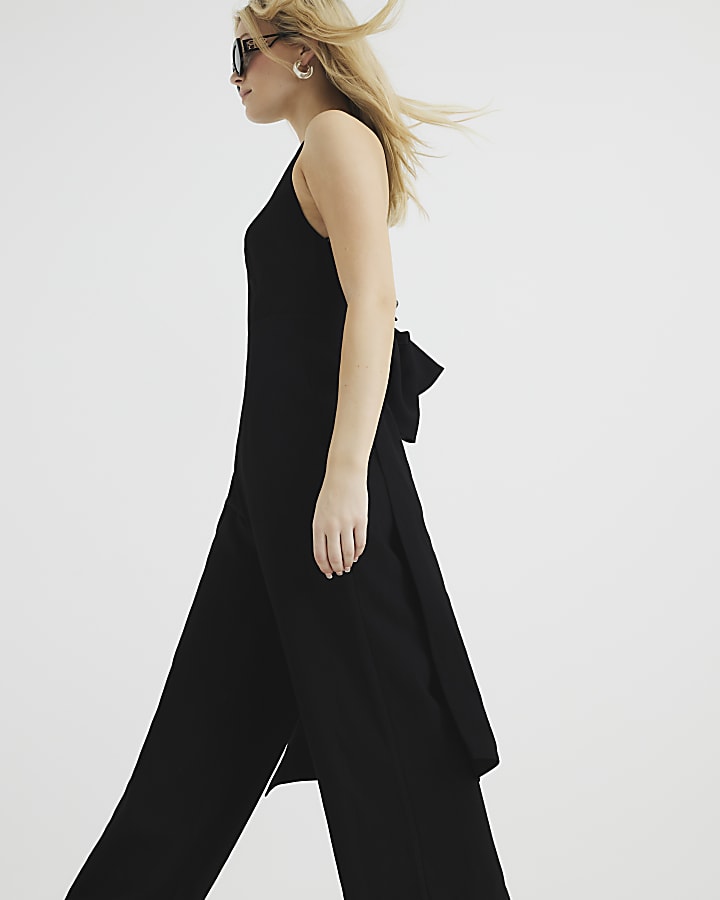 Black Sleeveless Bow Back Jumpsuit