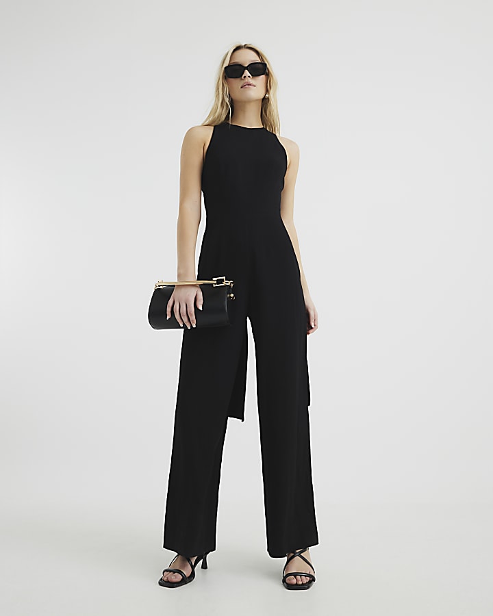 Black Sleeveless Bow Back Jumpsuit