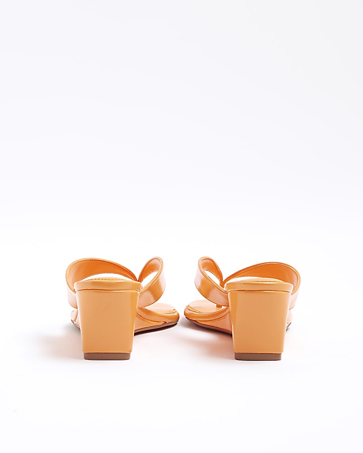 Orange Toe Thong Wedge Heeled Sandals