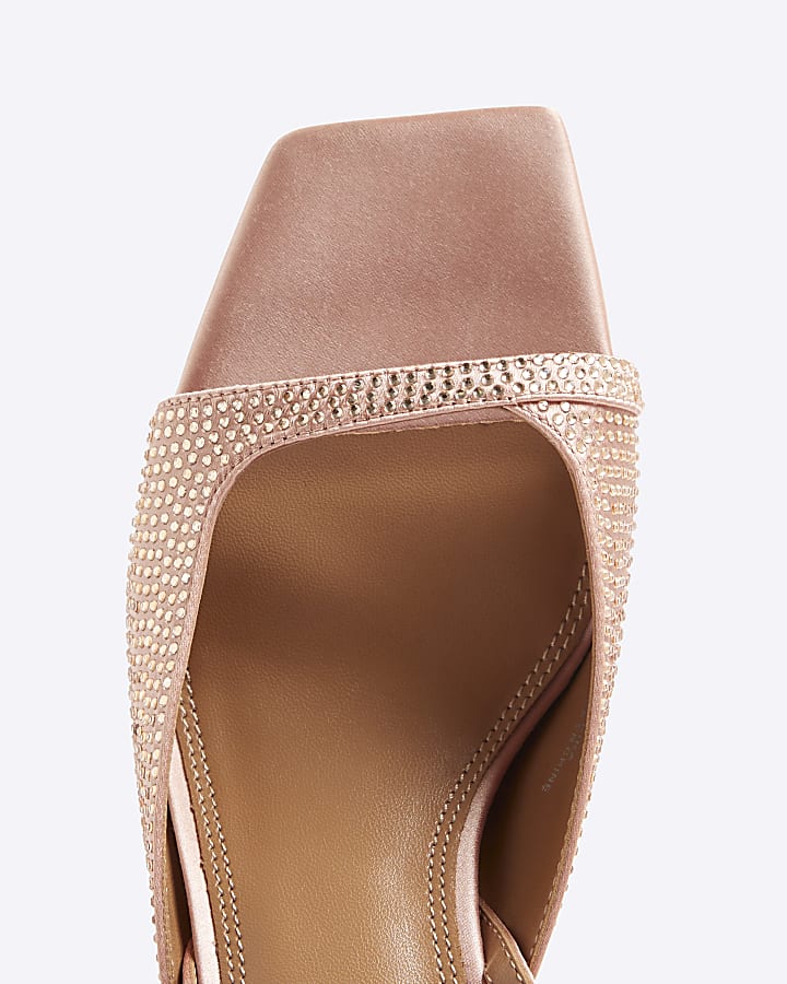 Pink Satin Diamante Heeled Sandals