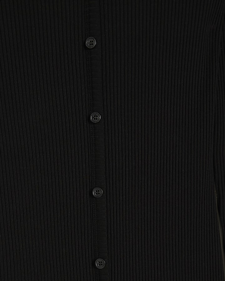 Black Long Sleeve Buttoned Midi Dress