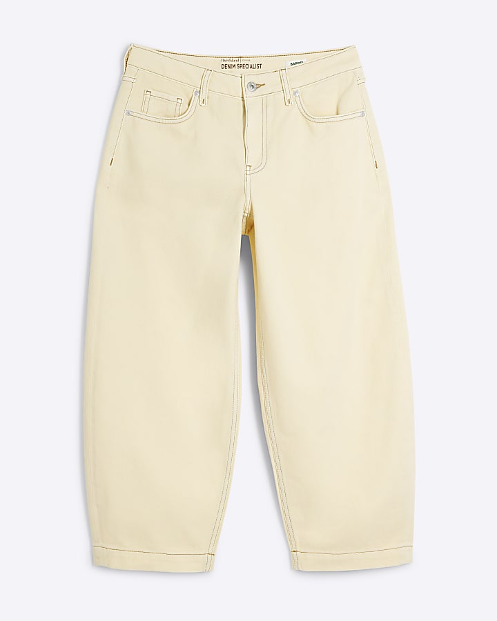 Petite Yellow Barrel Jeans