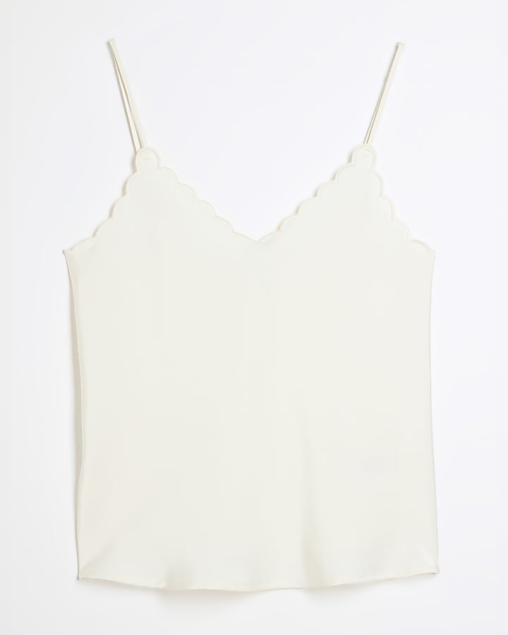 White Scallop Trim Cami Top