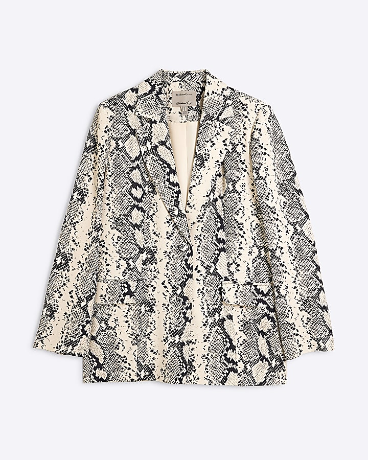 Cream Snake Oversized Blazer