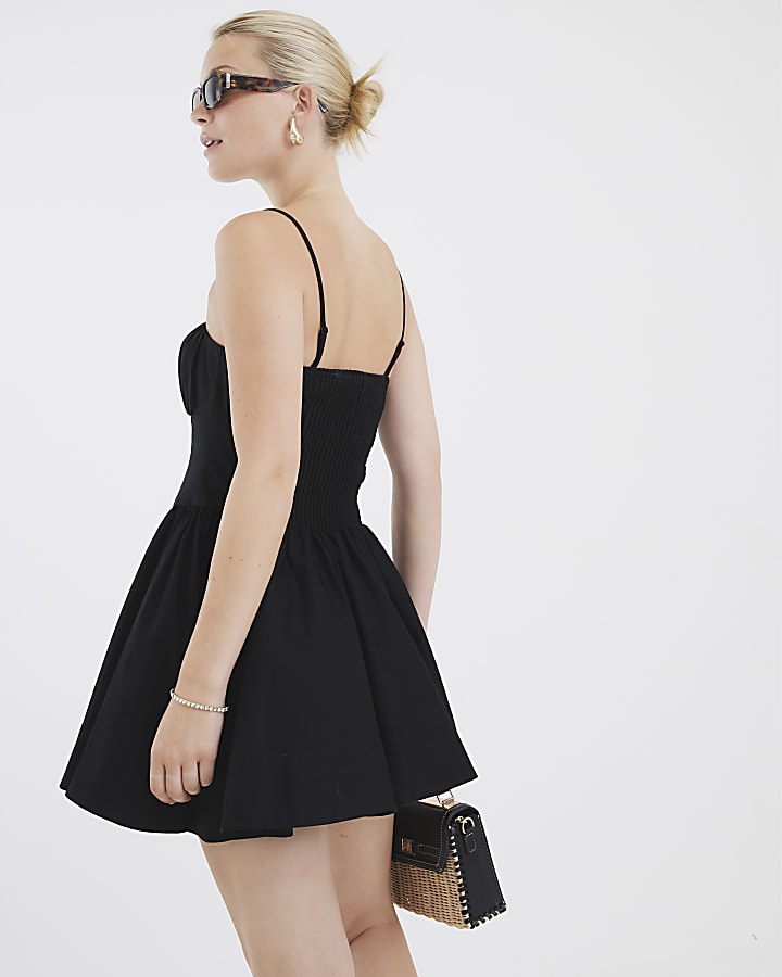 Black Sleeveless Bandeau Corset Mini Dress