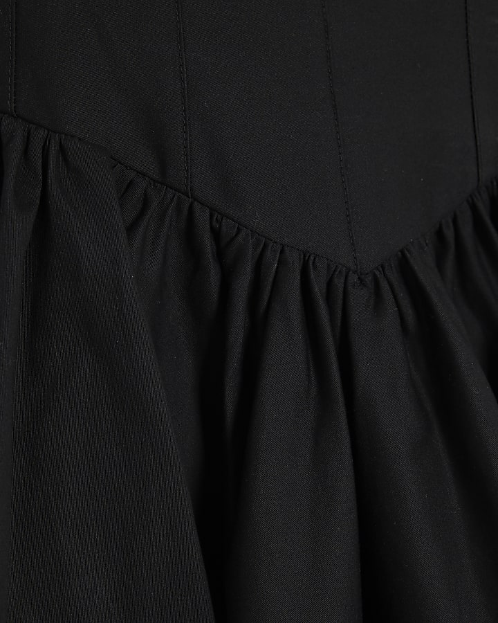 Black Sleeveless Bandeau Corset Mini Dress