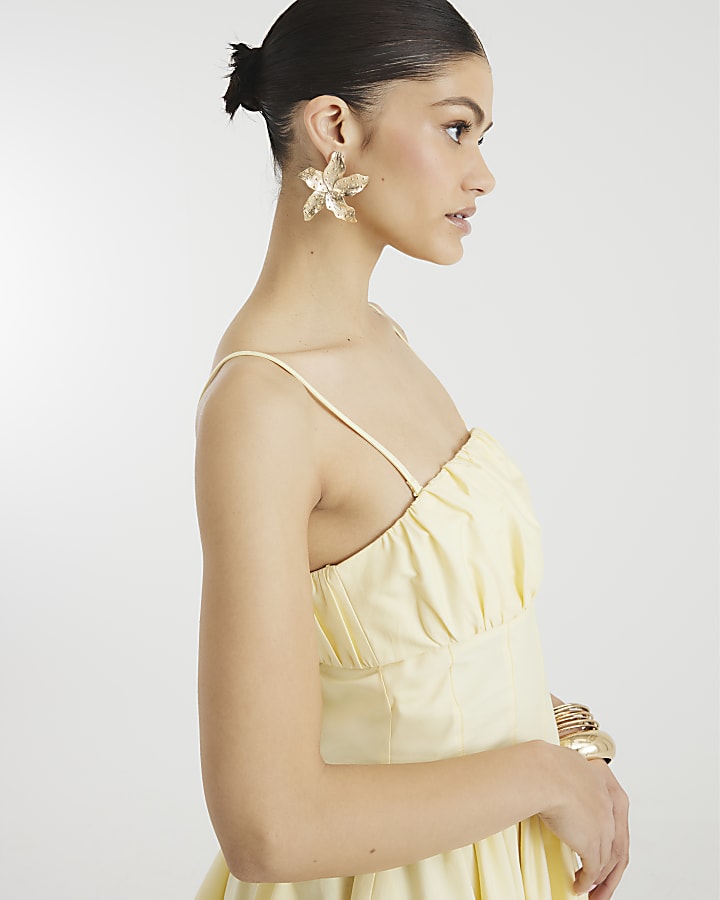 Yellow Sleeveless Corset Mini Dress