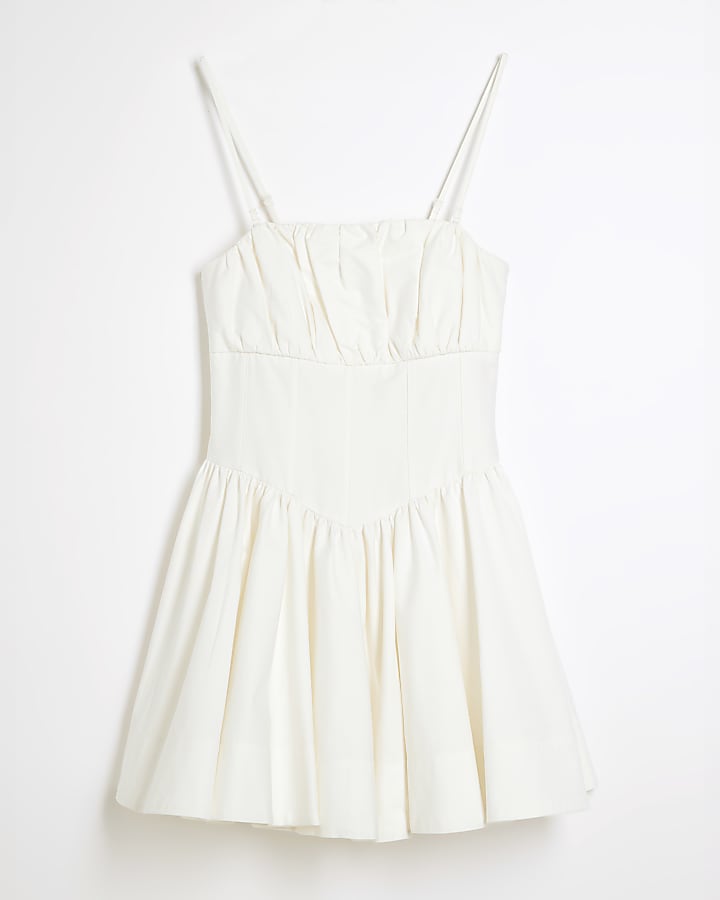 White Sleeveless Bandeau Corset Mini Dress