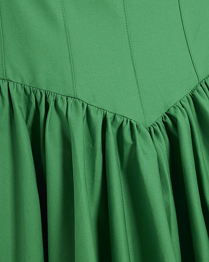 Green Sleeveless Bandeau Corset Mini Dress