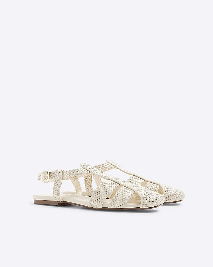 Cream Woven Sandals
